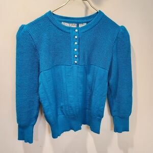 Andrew  St. JOHN vintage Teal 100% acrylic sweater size M